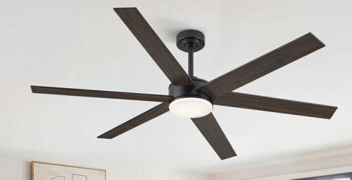 Ebern Designs Cissline 60" Modern Black Ceiling Fan With Light, Remote & App Control New in Box $399