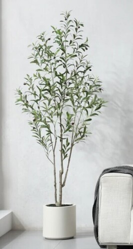 Primrue Altman Faux Olive Tree with White Planter New in Box $219