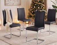 Modern Faux Leather Cantilever Dining Chairs with Chrome Base new in box $299