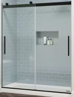 Delta Classic 500 55-3/8 to 59-3/8 in. W x 71 in. H Frameless Sliding Shower Door in Matte Black with 1/4 in. Clear Glass new in box $899