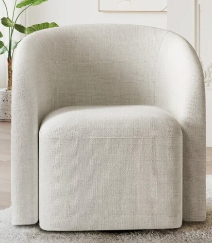 Latitude Run 29" W Upholstered Swivel Barrel Chair in Beige new in Box $799