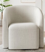 Latitude Run 29" W Upholstered Swivel Barrel Chair in Beige new in Box $799