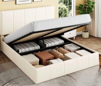 Sha Cerlin King Size Lift-Up Storage Bed, Velvet Headboard with Adjustable Height, No Box Spring Needed New in Box $699