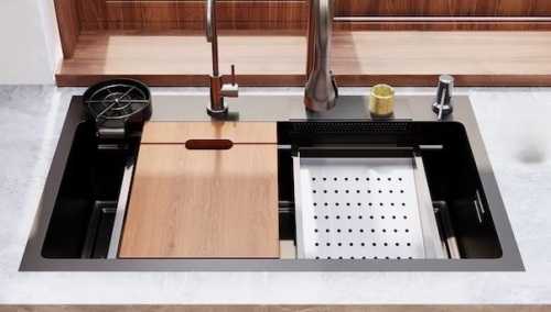 DeerValley Drop-in 29.53-in x 18.11-in Stainless steel Single bowl Workstation Kitchen Sink with Drainboard New in Box $499