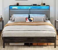 Wrought Studio Jeffory Bed with Storage Headboard and Integrated Charging Station Queen Size New in Box $499