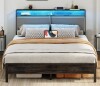 Wrought Studio Jeffory Bed with Storage Headboard and Integrated Charging Station Queen Size New in Box $499