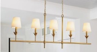 Red Barrel Studio 5 - Light Kitchen Island Linear Chandelier With Tapered Fabric Shades New in Box $499