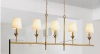 Red Barrel Studio 5 - Light Kitchen Island Linear Chandelier With Tapered Fabric Shades New in Box $499