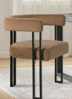 Ophelia & Co 18" Seat Height Upholstered Velvet Kitchen Dining Armchair in Khaki New in Box $399