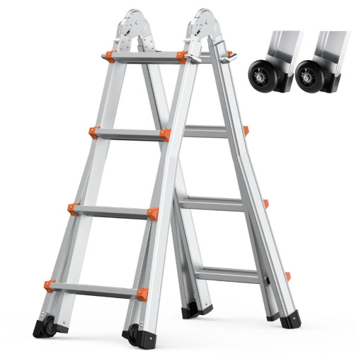VEVOR Telescoping Ladder A Frame, 15.5 FT Compact Aluminum Extension Ladder, Multi-Function Portable Collapsible RV Ladder, Telescopic Ladder for Homework Stairs Indoor Outdoor Roof, 330lb Load, New in Box $299