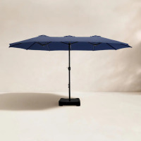 Sol 72 Outdoor Nyasia 15' x 9' Rectangular Market Umbrella with Base, Navy, New in Box $299