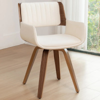 Corrigan Studio Upholstered Faux Leather Swivel Office Chair, Beige, New in Box $399