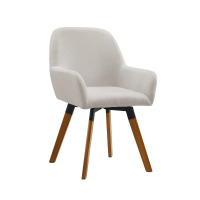 Wade Logan Rayshawn 22.83" W Linen Swivel Dining Chair, Off White Linen, New in Box $399