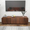 Mid-Century Modern Wave Design TV Stand for TVs up to 60" with 2 Drawers and Storage Cabinet, Walnut, New Open Box $399