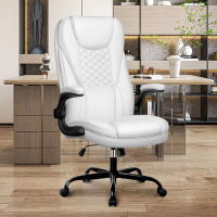 Inbox Zero Loriece Ergonomic Executive Chair with Flip-up Armrests, White, New in Box $499