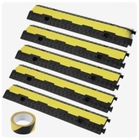 VEVOR 5-Piece Rubber Cable Guard, Dual Channel, 12000 lbs per Axle Load Capacity, Durable Hose & Wire Protection Ramp for Driveways, with Easy Access Top & 50 ft Caution Tape for Both Indoor & Outd New in Box $199