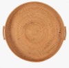 Dakota Fields Round Decorative Woven Rattan Tray With Handles New in Box $239