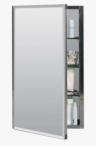 Ebern Designs Fallyn Recessed or Surface Mount Frameless Medicine Cabinet with 3 Adjustable Shelves New in Box $139