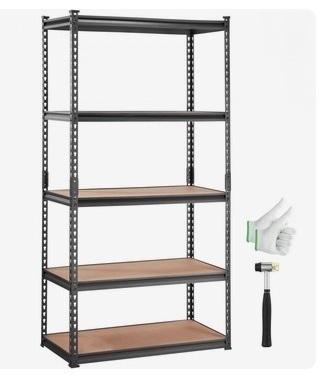 VEVOR Storage Shelving Unit, 5-Tier Adjustable, 2000 lbs Capacity, Heavy Duty Garage Shelves Metal Organizer Utility Rack, Black, 35" L x 18" W x 71" H for Kitchen Pantry Basement Bathroom Laundry New in box $119