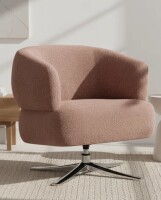 George Oliver 29" Wide Boucl&eacute; Upholstered Barrel Swivel Accent Chair, Red, New in Box $399