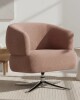George Oliver 29" Wide Boucl&eacute; Upholstered Barrel Swivel Accent Chair, Red, New in Box $399