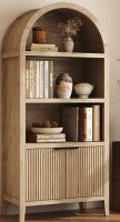 Red Barrel Studio 71" Tall Arched Bookcase with Fluted Doors and Open Shelf, New in Box $399