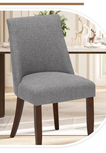 Winston Porter High Back Upholstered Parsons Dining Chair, 19" Seat Height Fabric Side Chair with Thick Padded Cushion, Solid Wood Legs, Easy Assembly, Light Grey, New Open Box $499