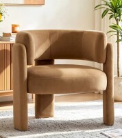 Wrought Studio 33" Wide Upholstered Modern 3-Legs Barrel Accent Chair, Green Velvet, New in Box $499