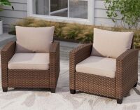Lark Manor Salem Wicker Outdoor Patio Chair $599 (Cushions Not Included)