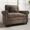 Alphamarts Deep Seat Accent Chair With Nailhead Trim and Throw Pillow in Brown (2 Boxes) New in Box $699
