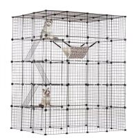 VEVOR Large 4-tier Cat Cage, 54" x 41" x 69", Detachable Metal Wire Cat Enclosure, with 5 Front Doors Hammock Ramp ladders, Indoor & Outdoor Crate Exercise Place Ideal for Kitty, Small Animals, Black, New in Box $299