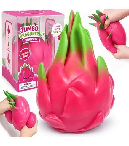 Jumbo Dragon Fruit Squishy Sensory Toy, Soft Fruit Shaped Squeeze Fidget / Squeeze Cheese Squishy Sensory Toy, Soft Cheese Shaped Squeeze Fidget New In Box Assorted
