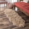 Natural Milan Sheepskin Rug, Double Pelt, Vole, 2 x 6 ft, Thick Lush Pile, Loom Knotted, Microsuede Backing New $299