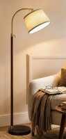 Latitude Run&reg; Modern Adjustable Arc Floor Lamp with Marble Base, Linen Shade & Pivoting Reading Light for Living Room, Bedroom & Reading Nook New In Box $299