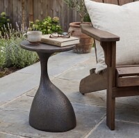 Latitude Run&reg; Doran Outdoor Magnesium Oxide Side Table with Sculptural Oval Top New In Box $299