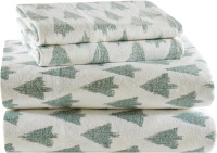 True North by Sleep Philosophy Cotton Sheet Set Cozy Print 100% Cotton Flannel Sheets Bedding Set, Oversized Sheets, Deep Pocket Fits Up to 14" Mattress Queen Bed Sheets Queen Ikat Tree 4 Piece New $79