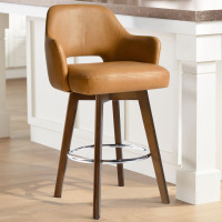 Wade Logan&reg; Aylsworth 26.5" Swivel 360-degree Faux Leather Upholstered Counter Stool With Footrest New In Box $399