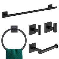 KOKOSIRI 5 Piece Bathroom Hardware Set B17A5-BK / Zenna Home TwistTight Series 512S/502S Adjustable Shower Stall Rod, 40 in L Adjustable, 1-1/4 in Dia Rod, Steel / Assorted $79