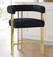 Everly Quinn 25" Upholstered Gold Chenille Arm Counter Stool New In Box $399