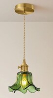 House of Hampton&reg; 1-Light Vintage Flower Glass Adjustable Pendant Light New In Box New In Box $199