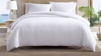 Tommy Bahama - King Duvet Cover Set, Soft Cotton Bedding with Button Closure, Includes Matching Shams (Basketweave White, King) New In Box $299