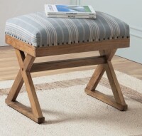 Latitude Run&reg; Artisan 18"H Upholstered Pouf Ottoman with Wooden Legs New in Box $299