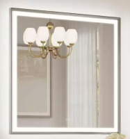 Bonosuki 36 in. H x 36 in. W Morden LED Bathroom Vanity Mirror with 0.8 in. Beveled Frame in Brushed Nickel new in box $399