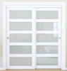 AINLARRY Sliding Closet Door 72"x80", 5 Lite Frosted Glass Door, Need to Assemble new in box $499