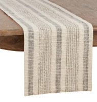 Saro Lifestyle Table Runner With Striped Woven Design, Ivory, 16" x 108" New $199