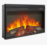 Symple Stuff 26 Inch Electric Fireplace Insert, Ultra Thin Heater, Log , Realistic Flame, Remote Control, 1400W Heat, 5000 'S, 11 Temperature Settings, Double Protection, Install Into Tv Stand Insert With Timer New In Box $299