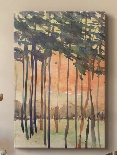 Union Rustic Between the Trees II -Custom Wrapped Gallery Cavas, 36" x 24" / IDEA4WALL Soft Blue Green Lake Landscape Artwork, Modern Bedroom Pictures, Framed Canvas Giclee Print Wall Art, 36" x 24" New In Box Assorted $199