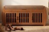 Canora Grey Brown Bamboo Shoe Storage Bench with Side Shelves & Hidden Seat Compartment &ndash; Entryway Bench for Several Pairs of Shoes, Lift-Top Cushion, Grille Doors New Shelf Pull $199