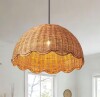 EDISHINE 15.7 in. 1-Light Rattan Pendant Light, Natural Wicker Boho Hanging Light Fixture for Kitchen Island New Shelf Pull $299