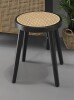 Bay Isle Home&trade; Round Solid Wood Handwoven Rattan Seat Stool, Multipurpose Makeup & Entryway Bench, 17.72"L &times;11.81"W &times;17.32"H, Black New In Box $199
